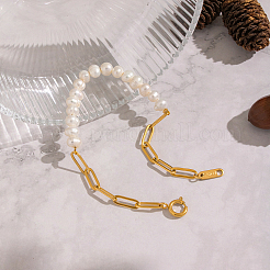 Natural Freshwater Pearl Beaded Link Bracelets&nbsp;FT4908