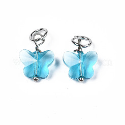 Faceted Transparent Glass Charms&nbsp;GLAA-T024-06E