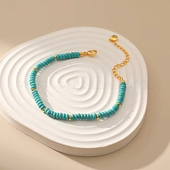 Bohemian Style Synthetic Turquoise Rondelle Beaded Bracelets for Women&nbsp;NJ4961