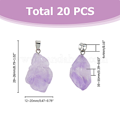 20Pcs Natural Amethyst Pendants&nbsp;G-FI0001-33