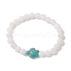 Dyed Natural Weathered Agate Round Beaded Stretch Bracelets&nbsp;BJEW-JB11074