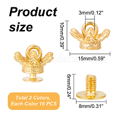 32Pcs 2 Colors Alloy Crown Nipple Studs Rivets&nbsp;FIND-WR0006-14