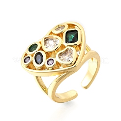 Brass Micro Pave Cubic Zirconia Cuff Rings&nbsp;RJEW-C134-02G