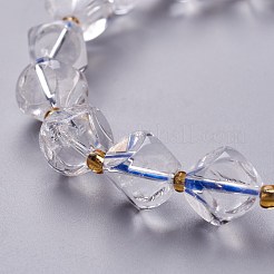 Faceted Natural Quartz Crystal Stretch Beaded Bracelets&nbsp;BJEW-H543-B10