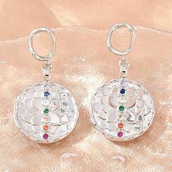 Brass Micro Pave Colorful Cubic Zirconia Dangle Hoop Earrings&nbsp;EJEW-G471-42P