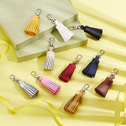 10Pcs 10 Colors PU Imitation Leather Tassel Keychains&nbsp;KEYC-WR0001-19