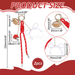 2Pcs Alloy Enamel & ABS Plastic Imitation Pearl Pendant Decorations&nbsp;HJEW-ME00148