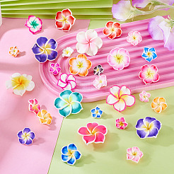 50Pcs 5 Styles Handmade Polymer Clay 3D Flower Plumeria Beads&nbsp;CLAY-TA0001-68