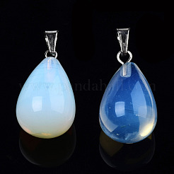 Opalite Stone Pendants with Platinum Plated Iron Findings&nbsp;G-R252-08