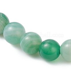 Natural Green Banded Agate(Dyed & Heated) & Brass Round Beaded Stretch Bracelets for Women&nbsp;BJEW-JB12265-02