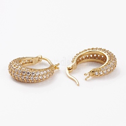 Brass Micro Pave Clear Cubic Zirconia Hoop Earrings&nbsp;EJEW-C502-07G