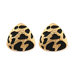 Leopard Print Brass Enamel Stud Earrings for Women&nbsp;EJEW-U055-15D-G