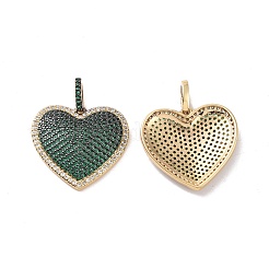 Heart Brass Micro Pave Cubic Zirconia Pendants&nbsp;KK-G435-04G