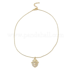 Golden Plated Brass Micro Pave Clear Cubic Zirconia Pendant Necklaces&nbsp;NJEW-L178-01G-02