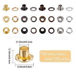 200 Sets 4 Colors Iron Grommet Eyelet Findings&nbsp;SCRA-GF0001-02