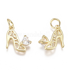 Brass Micro Pave Cubic Zirconia Stilettos Charms&nbsp;ZIRC-F111-13