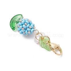 Flower Glass Pearl & Seed Beads Pendant Decorations&nbsp;HJEW-MZ00274-02