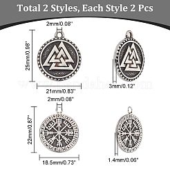 4Pcs 2 Style 304 Stainless Steel Pendant&nbsp;STAS-UN0055-80