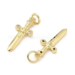 Brass Micro Pave Cubic Zirconia Pendants&nbsp;KK-Z120-54G-01