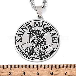 201 Stainless Steel Pendant Necklaces&nbsp;NJEW-C066-04P