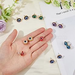 7 Pairs 7 Colors Resin Evil Eye Stud Earrings for Women&nbsp;EJEW-FI0001-71