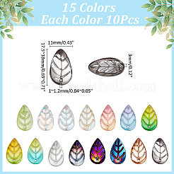 150Pcs 15 Colors Glass Pendants&nbsp;GLAA-WR0001-14