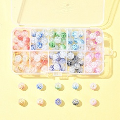 100Pcs 10 Colors Two Tone Spray Painted Crackle Acrylic Beads&nbsp;DIY-FS0006-73
