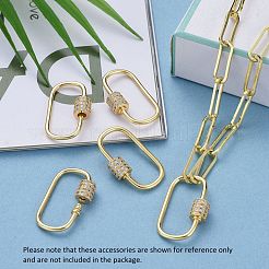 Brass Micro Pave Clear Cubic Zirconia Screw Carabiner Lock Charms&nbsp;ZIRC-E164-11G