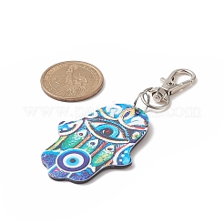 Triangle & Hamsa Hand/Hand of Miriam with Evil Eye Acrylic Pendant Decoration&nbsp;HJEW-JM00932