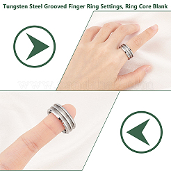 1Pc Tungsten Steel Grooved Finger Ring Settings&nbsp;RJEW-UN0002-93B
