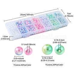 420Pcs 12 Style Rainbow ABS Plastic Imitation Pearl Beads&nbsp;OACR-FS0001-27