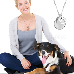 3Pcs 304 Stainless Steel Cable Chain Pendant Necklaces&nbsp;NJEW-DR00015