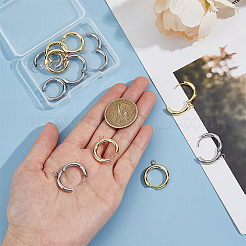 12Pcs 2 Colors 201 Stainless Steel Huggie Hoop Earring Findings&nbsp;STAS-DC0015-45