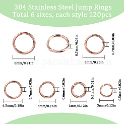 720Pcs 6 Styles 304 Stainless Steel Open Jump Rings&nbsp;STAS-SC0006-09