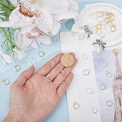 40Pcs 2 Colors Brass Huggie Hoop Earring Findings&nbsp;KK-BBC0024-35