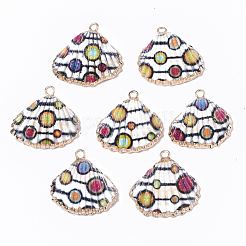 Electroplate Printed Natural Scallop Shell Pendants&nbsp;SSHEL-R047-04-A05