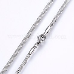 Non-Tarnish 304 Stainless Steel Mesh Chain Necklaces&nbsp;NJEW-F227-06P-04