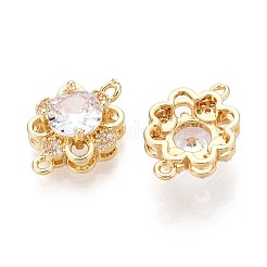 Brass Pave Clear Cubic Zirconia Connector Charms&nbsp;KK-N284-20G