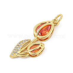 Brass Micro Pave Cubic Zirconia Pendants&nbsp;KK-P300-09B-G
