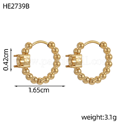 304 Stainless Steel Beaded Hoop Earring Settings&nbsp;STAS-OY011-99G