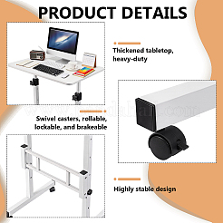 MDF & Iron Standing Desk Adjustable Height Rolling Computer Desk&nbsp;AJEW-WH0596-961