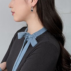 Natural Dyed & Heated Black Agate Oval Dangle Stud Earrings&nbsp;EJEW-M241-02
