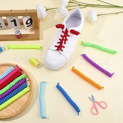 8 Pairs 8 Colors Polyester Curly No Tie Spring Shoelaces&nbsp;AJEW-CP0010-32C