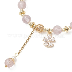 Natural Strawberry Quartz Round Beaded Bracelets for Women&nbsp;BJEW-JB13123-01