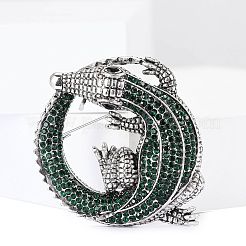 Crocodile Alloy Rhinestone Brooch&nbsp;PW-WGFAD1D-04