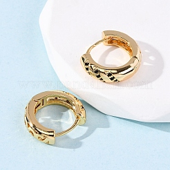 Ring Brass Micro Pave Cubic Zirconia Hoop Earrings&nbsp;EJEW-F384-05G