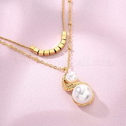 304 Stainless Steel Double Layer Necklaces&nbsp;NJEW-Z061-02G