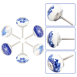 6Pcs 3 Styles Printing Porcelain Drawer Knobs&nbsp;FIND-GA0001-29A