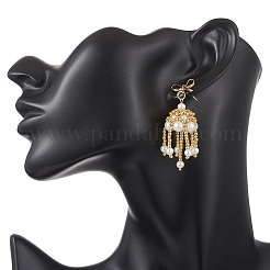 3 Pairs Handmade Glass Seed Beads Dangle Stud Earrings&nbsp;EJEW-MZ00708-02