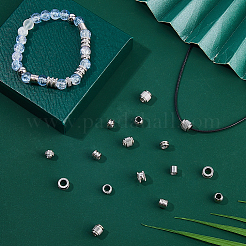 100Pcs 10 Styles 201 Stainless Steel Grooved European Beads&nbsp;STAS-DC0017-24